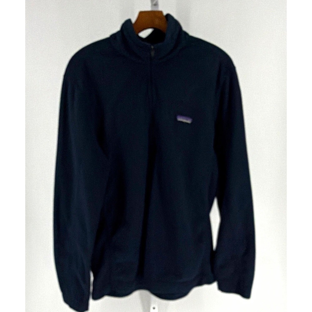 Patagonia Blue Polyester Fleece 1/4 Zip Mock Neck Sweatshirt Men's M Logo